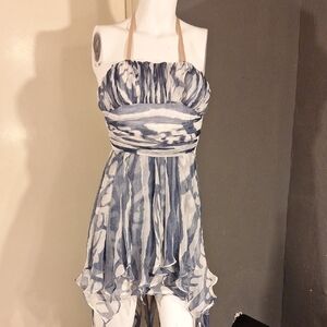 Strapless Blue and White Dress